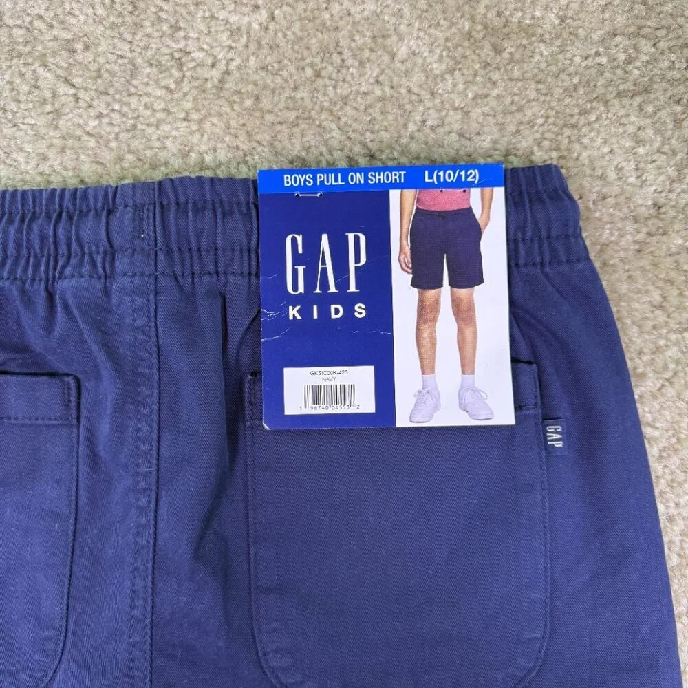 Gap Kids Boys Chino Shorts L Blue Stretch Soft Twill Elastic Waist E876